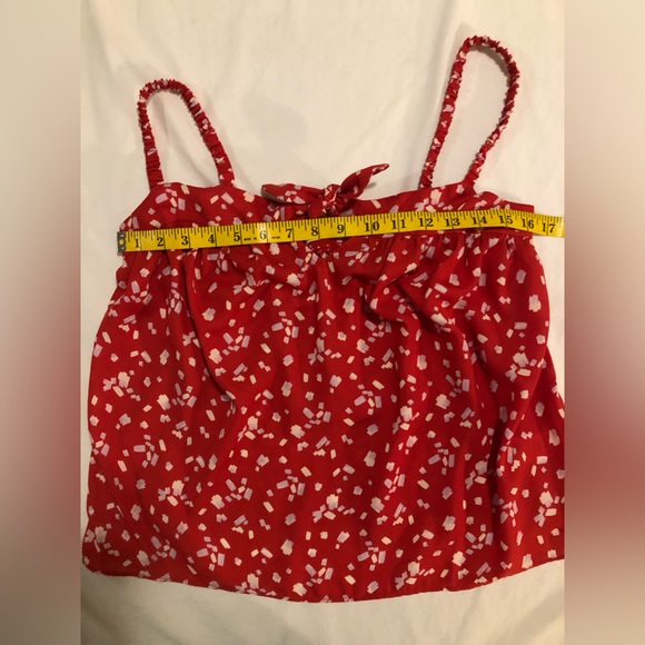 Lush red, pink & white polyester flowy tank, S - Picture 5 of 13